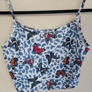 Romwe Cropped Top with Butterflies